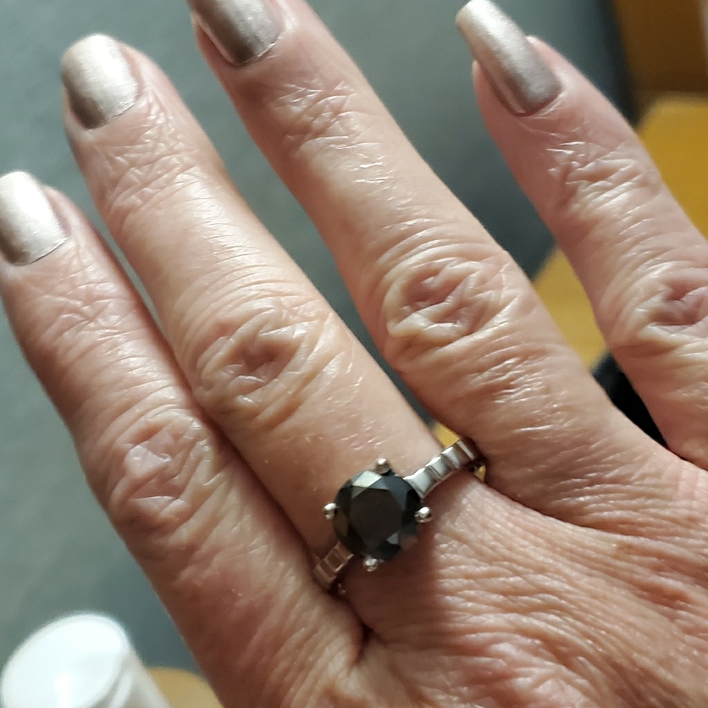 Black diamond Solitaire ring